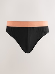 Black Green/Rust Textured Waistband 5 Pack Cotton Rich Briefs - Image 3 of 9