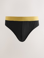 Black Green/Rust Textured Waistband 5 Pack Cotton Rich Briefs - Image 4 of 9