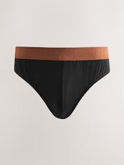 Black Green/Rust Textured Waistband 5 Pack Cotton Rich Briefs - Image 5 of 9