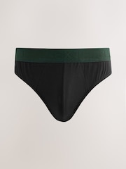 Black Green/Rust Textured Waistband 5 Pack Cotton Rich Briefs - Image 6 of 9