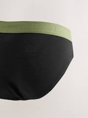Black Green/Rust Textured Waistband 5 Pack Cotton Rich Briefs - Image 7 of 9