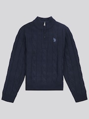 U.S. Polo Assn. Blue Boys Cable Knit Funnel Neck Jumper - Image 5 of 7
