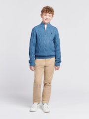U.S. Polo Assn. Dark Blue Boys Cable Knit Funnel Neck Jumper - Image 3 of 7