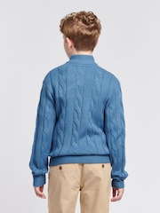 U.S. Polo Assn. Dark Blue Boys Cable Knit Funnel Neck Jumper - Image 4 of 7