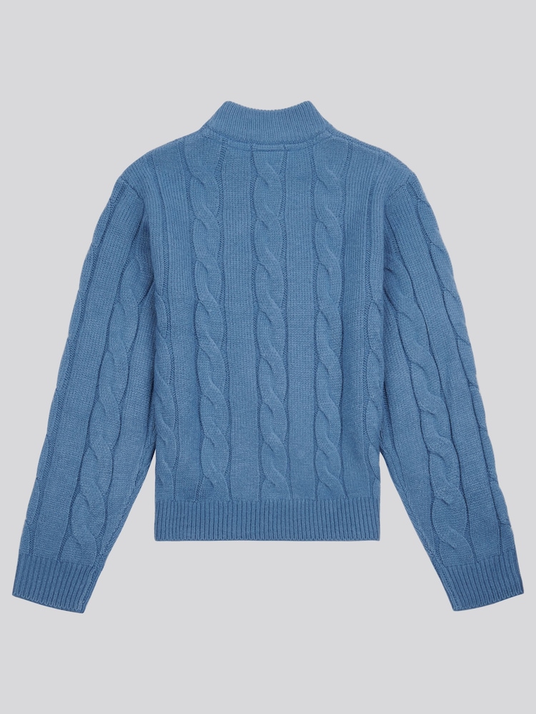 U.S. Polo Assn. Dark Blue Boys Cable Knit Funnel Neck Jumper - Image 6 of 7
