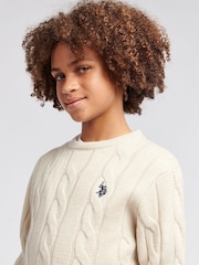 U.S. Polo Assn Natural U.S. Polo Assn. Boys Blue Cable Knit Jumper - Image 2 of 7