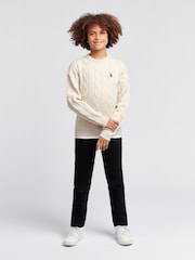 U.S. Polo Assn Natural U.S. Polo Assn. Boys Blue Cable Knit Jumper - Image 3 of 7