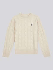 U.S. Polo Assn Natural U.S. Polo Assn. Boys Blue Cable Knit Jumper - Image 5 of 7