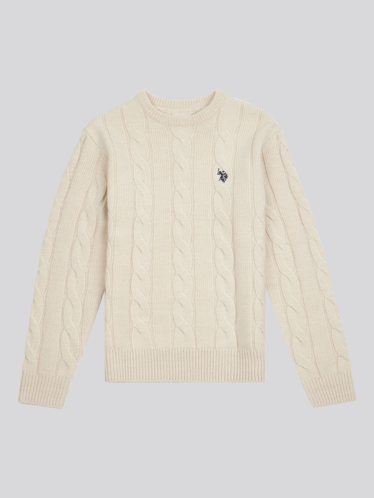 U.S. Polo Assn Natural U.S. Polo Assn. Boys Blue Cable Knit Jumper - Image 5 of 7