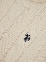 U.S. Polo Assn Natural U.S. Polo Assn. Boys Blue Cable Knit Jumper - Image 7 of 7