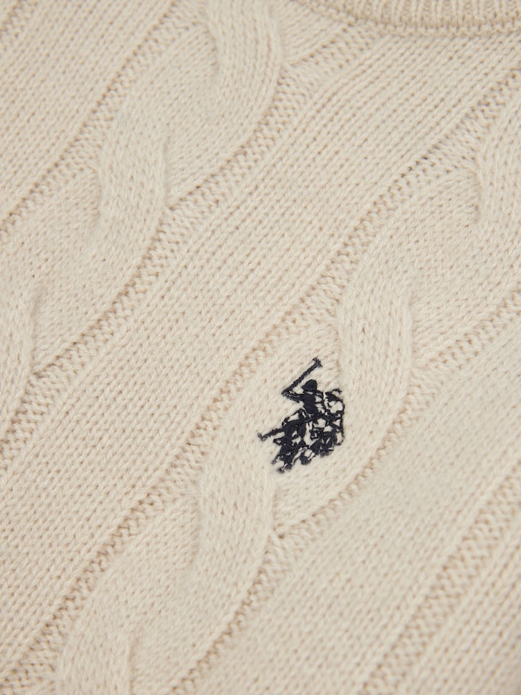 U.S. Polo Assn Natural U.S. Polo Assn. Boys Blue Cable Knit Jumper - Image 7 of 7