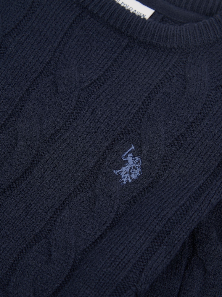 U.S. Polo Assn Blue U.S. Polo Assn. Boys Blue Cable Knit Jumper - Image 7 of 7 U.S. Polo Assn Blue U.S. Polo Assn. Boys Blue Cable Knit Jumper - Image 7 of 7