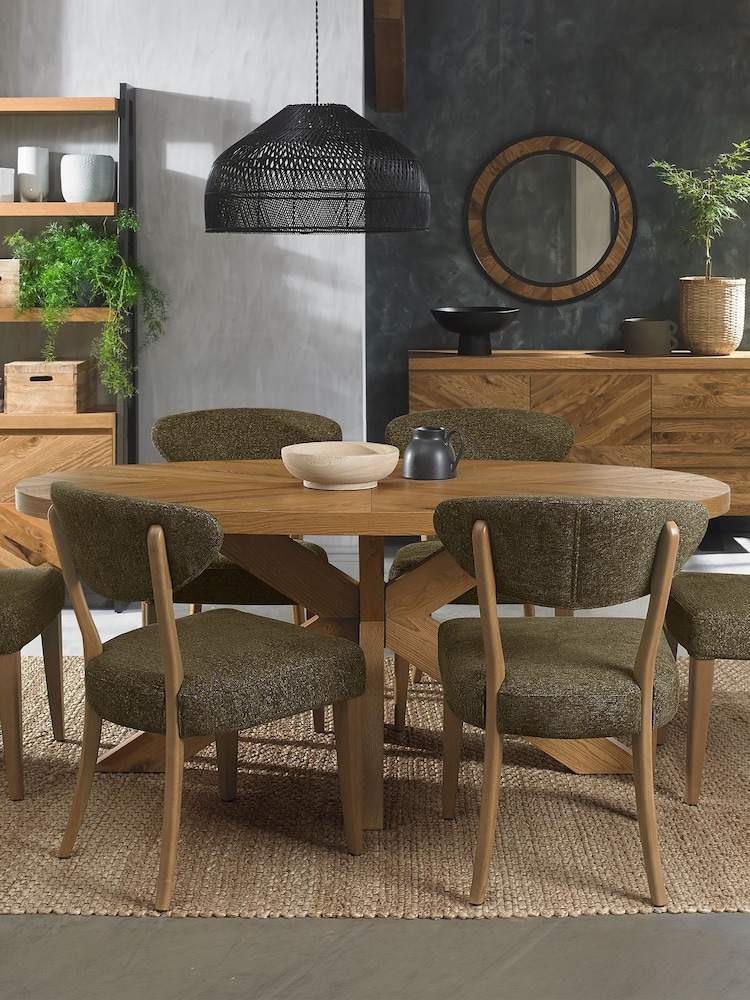 Bentley Designs Rustic Oak Ellipse Small 6 Seat Table Wooden Legs - Image 1 of 5