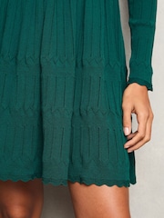 Lipsy Green Long Sleeve Stitch Detail Lantern Knitted Dress - Image 4 of 4