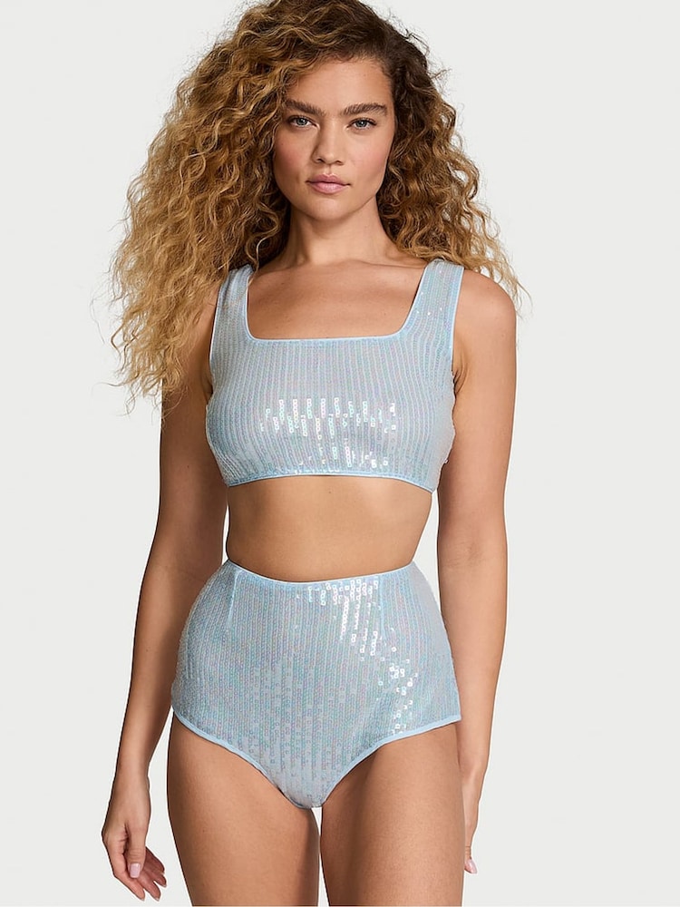 Victoria's Secret Light Blue Sequin Short Pyjama Set - Image 1 of 4