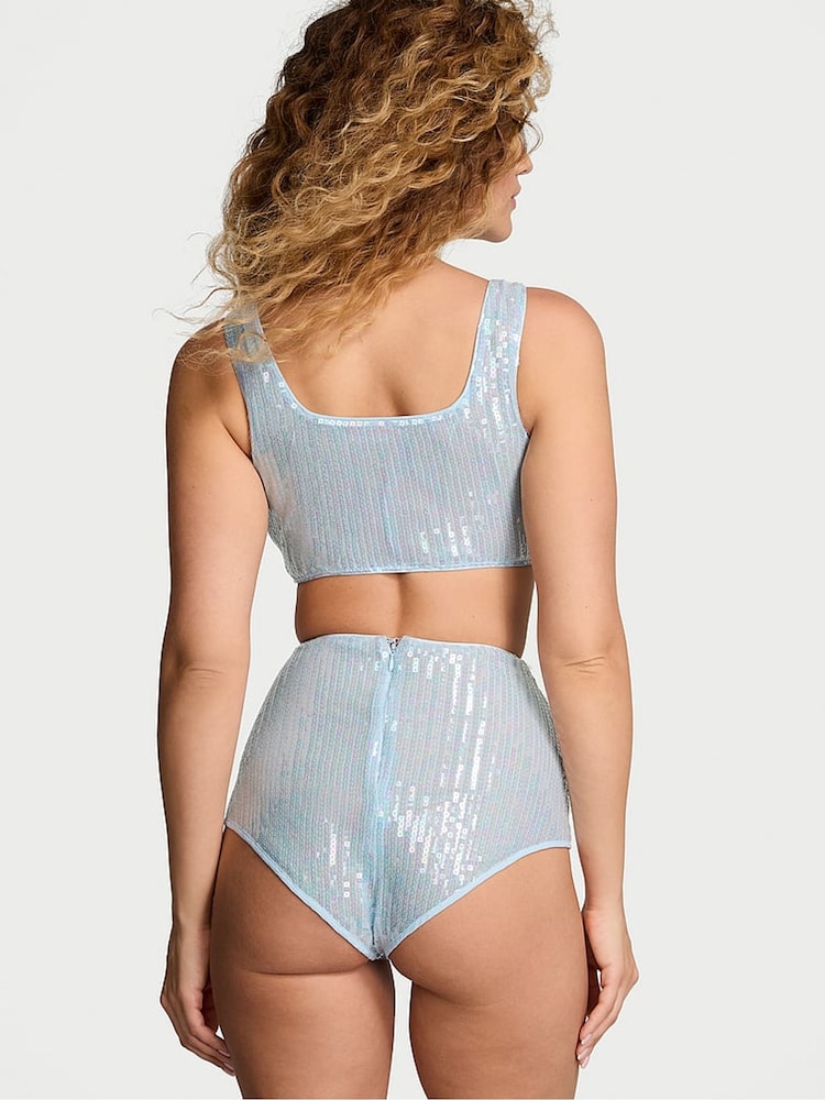 Victoria's Secret Light Blue Sequin Short Pyjama Set - Image 2 of 4