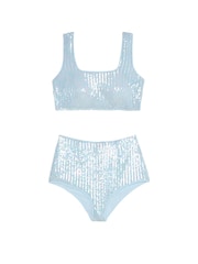 Victoria's Secret Light Blue Sequin Short Pyjama Set - Image 3 of 4