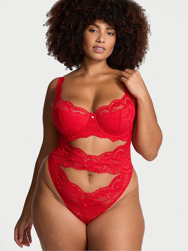 Victoria's Secret Vermillion Red Lace Bodysuit - Image 1 of 3