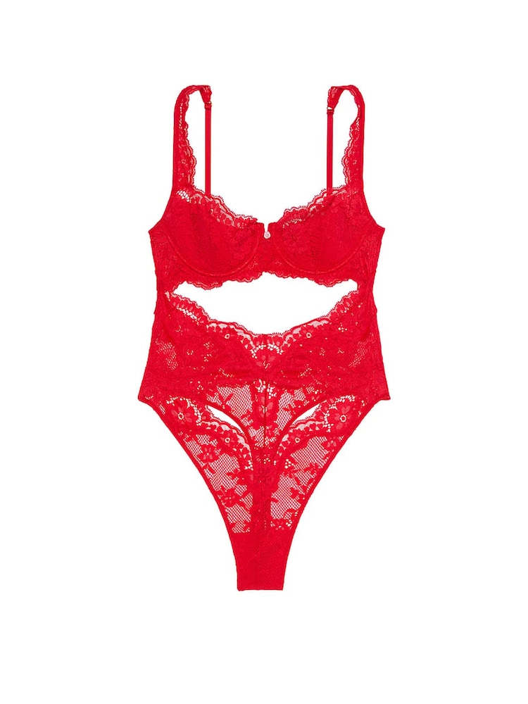 Victoria's Secret Vermillion Red Lace Bodysuit - Image 3 of 3