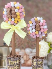 Personalised Cadbury Mini Egg and Malteaser Bunny Tree by Sweet Trees - Image 1 of 3