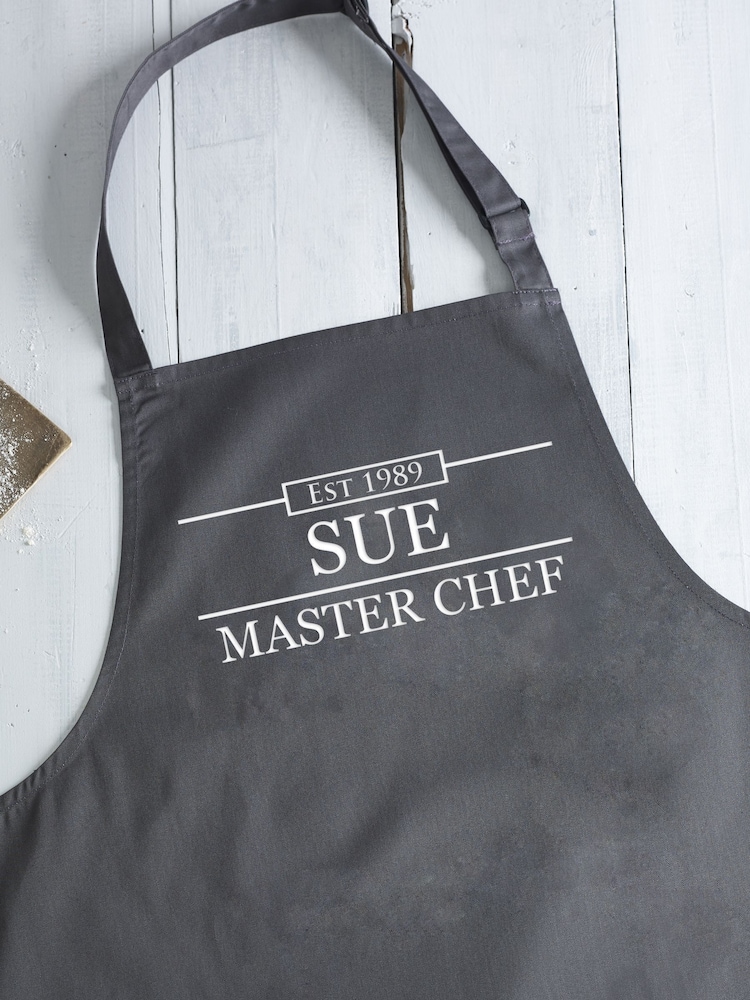 Loveabode Grey Personalised Master Chef 100% Cotton Apron - Image 2 of 2