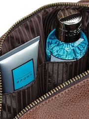 Personalised Name & Initiall Mens Tan Washbag - Image 3 of 4