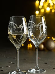 Set of 2 Personalised Diamante Wine Glasses by Loveabode - Image 1 of 2