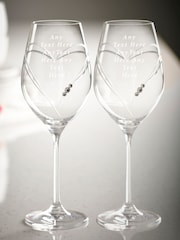 Set of 2 Personalised Diamante Wine Glasses by Loveabode - Image 2 of 2