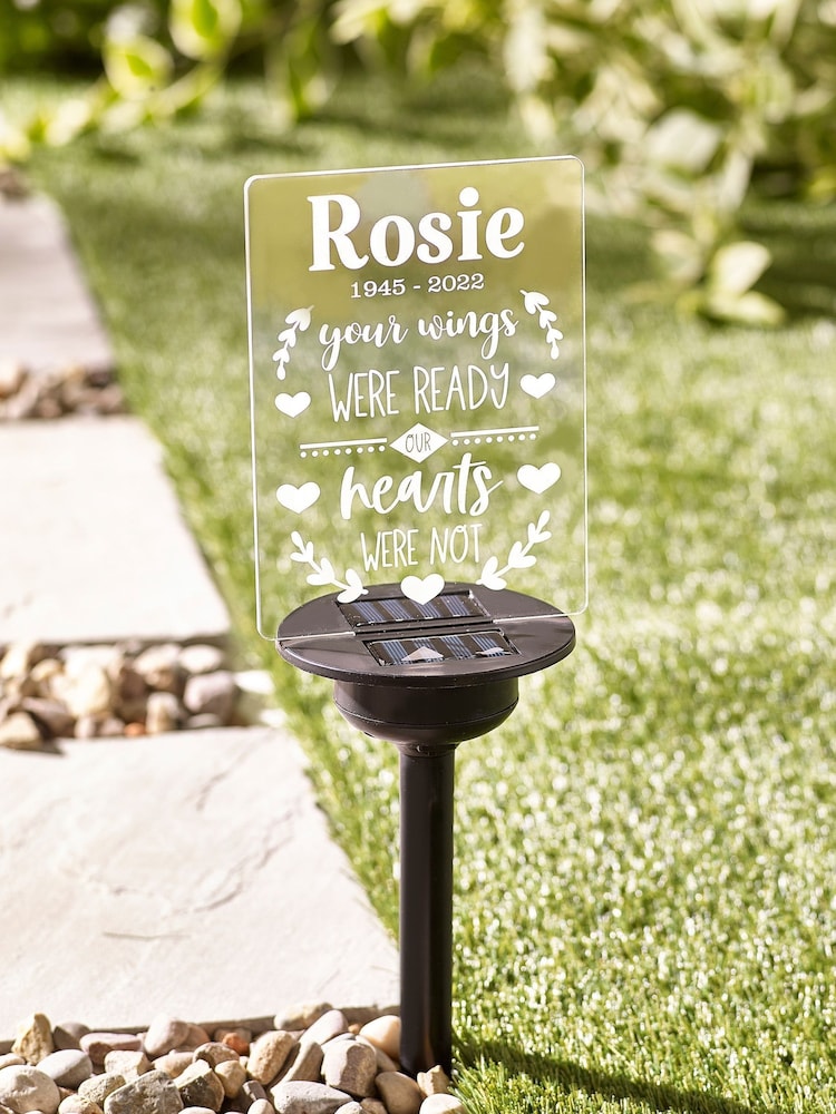 Personalised Solar Memorial Wings Garden Stake Light by Loveabode - Image 2 of 2