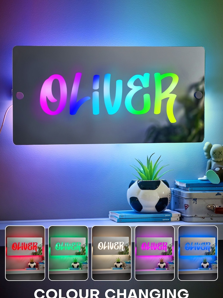 Loveabode Personalised Name Light Up Black Mirror Sign - Image 2 of 4