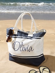 Personalised Stripe Beach Bag - Image 1 of 4