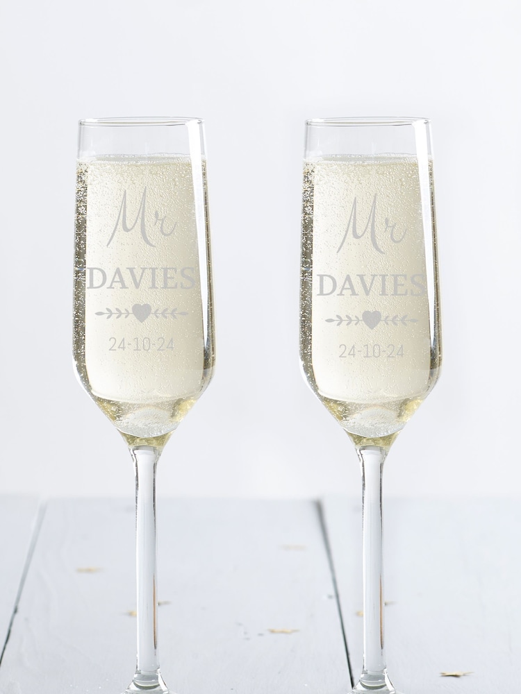 Personalised Champagne Glasses by Loveabode - Image 1 of 3