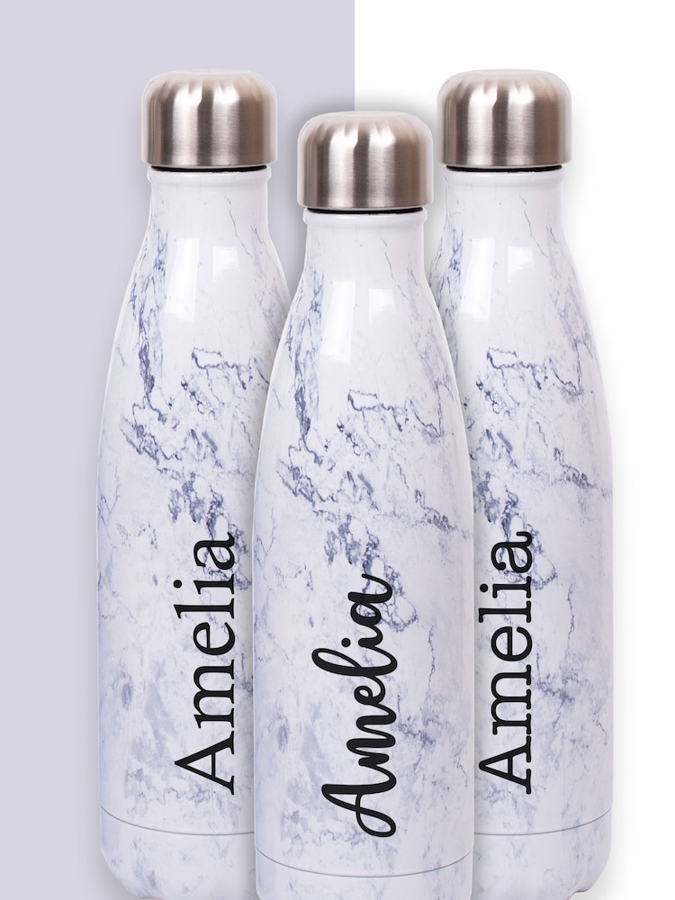 Loveabode Personalised Marble Effect White Water Bottle - Image 1 of 5