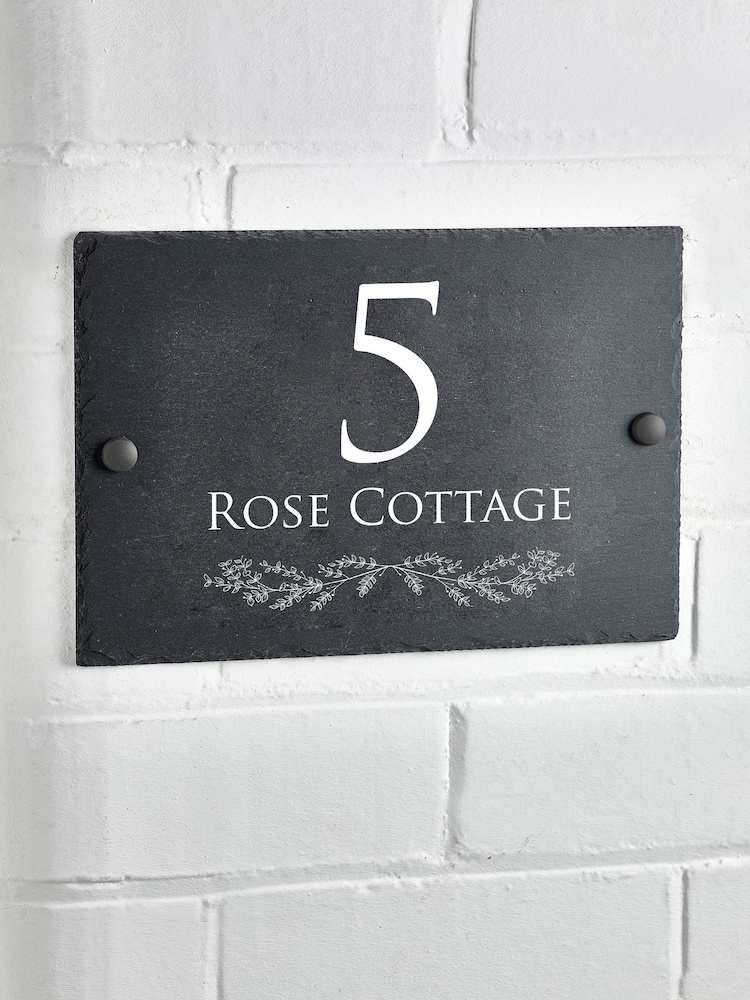 Loveabode Grey Personalised Slate House Sign - Image 1 of 3