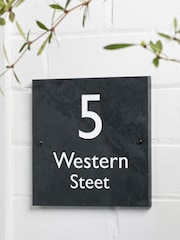 Loveabode Grey Personalised Engraved Slate House Sign Number Plaque 20cm x 20cm - Image 1 of 2