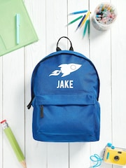 Loveabode Blue Personalised Rocket Backpack - Image 1 of 4