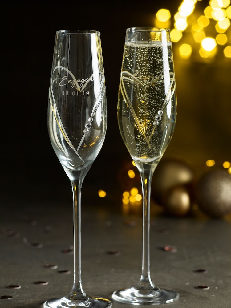 Set of 2 Personalised Heart Champagne Glasses by Loveabode - Image 1 of 4