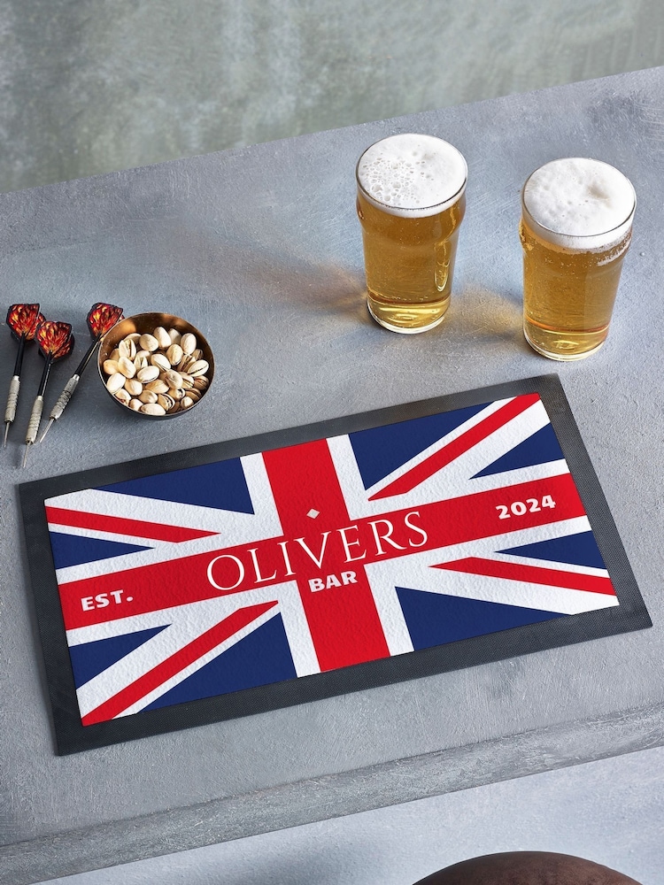 Loveabode Personalised Union Jack Black Beer Mat - Image 2 of 5