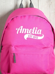 Loveabode Pink Personalised Name and Date Backpack - Image 2 of 4