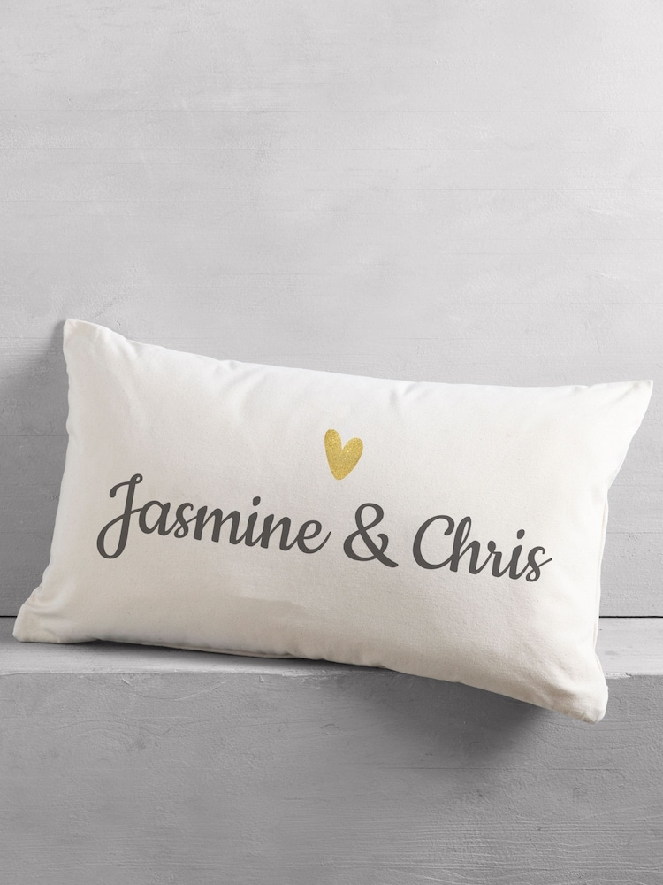 Personalised Heart Couple Cushion - Image 1 of 4