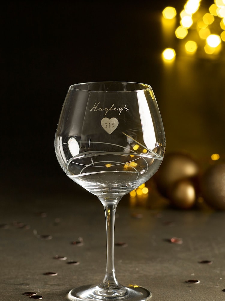 Personalised Diamanté Look Gin Glass by Loveabode - Image 1 of 3
