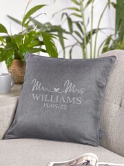 Loveabode Silver Personalised Mr & Mrs Date Cushion - Image 1 of 3