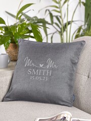 Loveabode Silver Personalised Mr & Mrs Date Cushion - Image 2 of 3