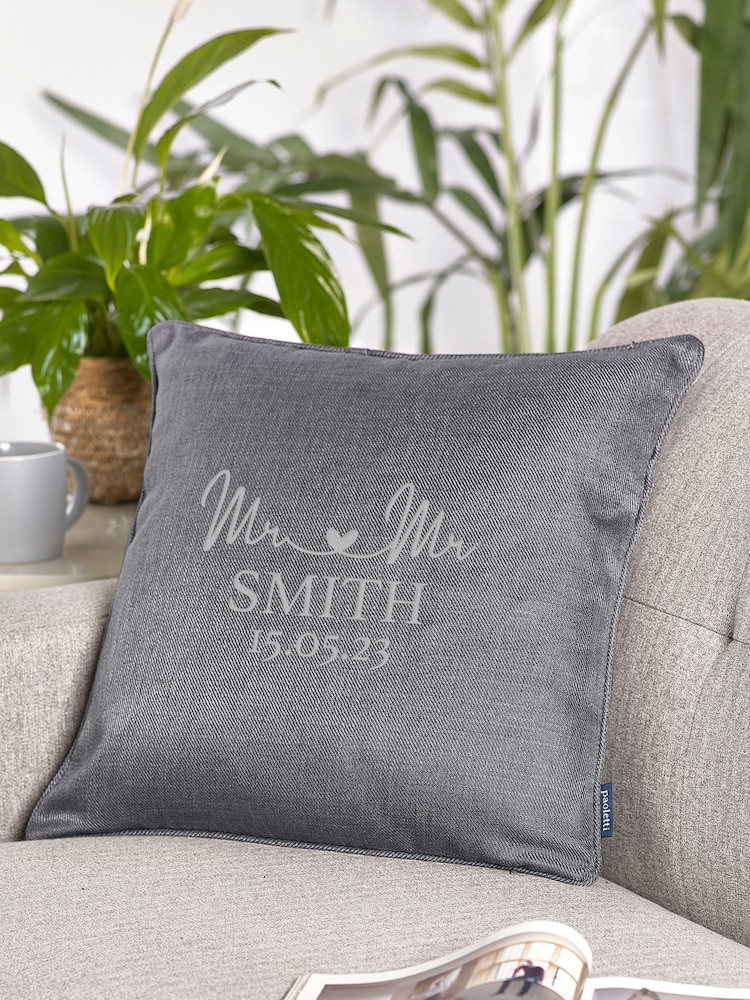 Loveabode Silver Personalised Mr & Mrs Date Cushion - Image 2 of 3