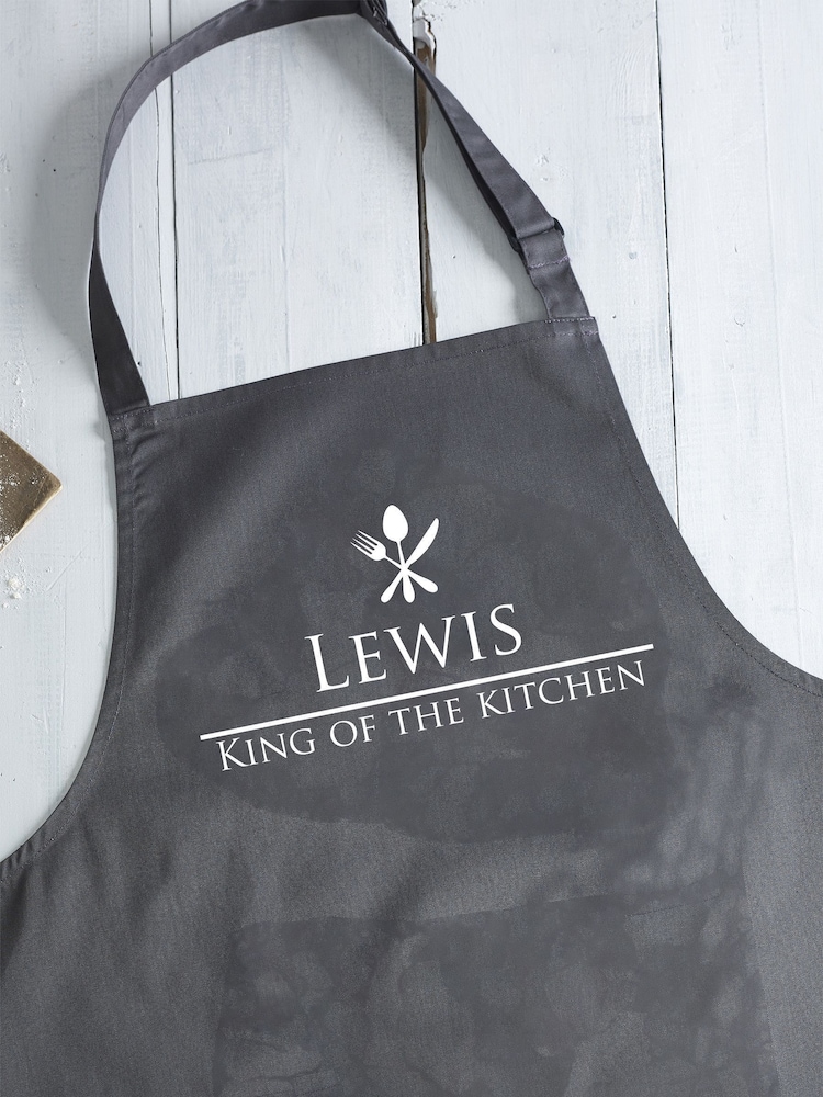 Loveabode Grey Personalised King Of The Kitchen Apron - Image 2 of 4