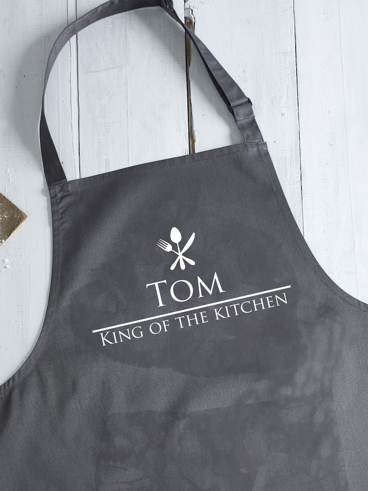 Loveabode Grey Personalised King Of The Kitchen Apron - Image 4 of 4