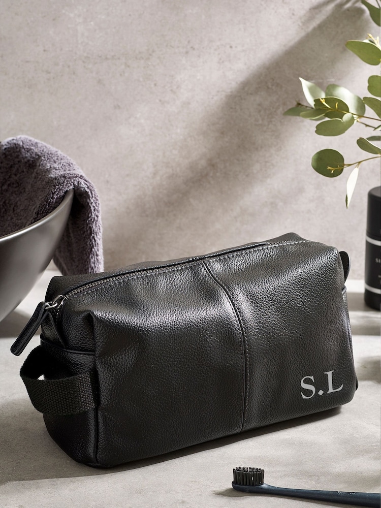 Personalised Name & Initiall Mens Black Washbag - Image 1 of 3