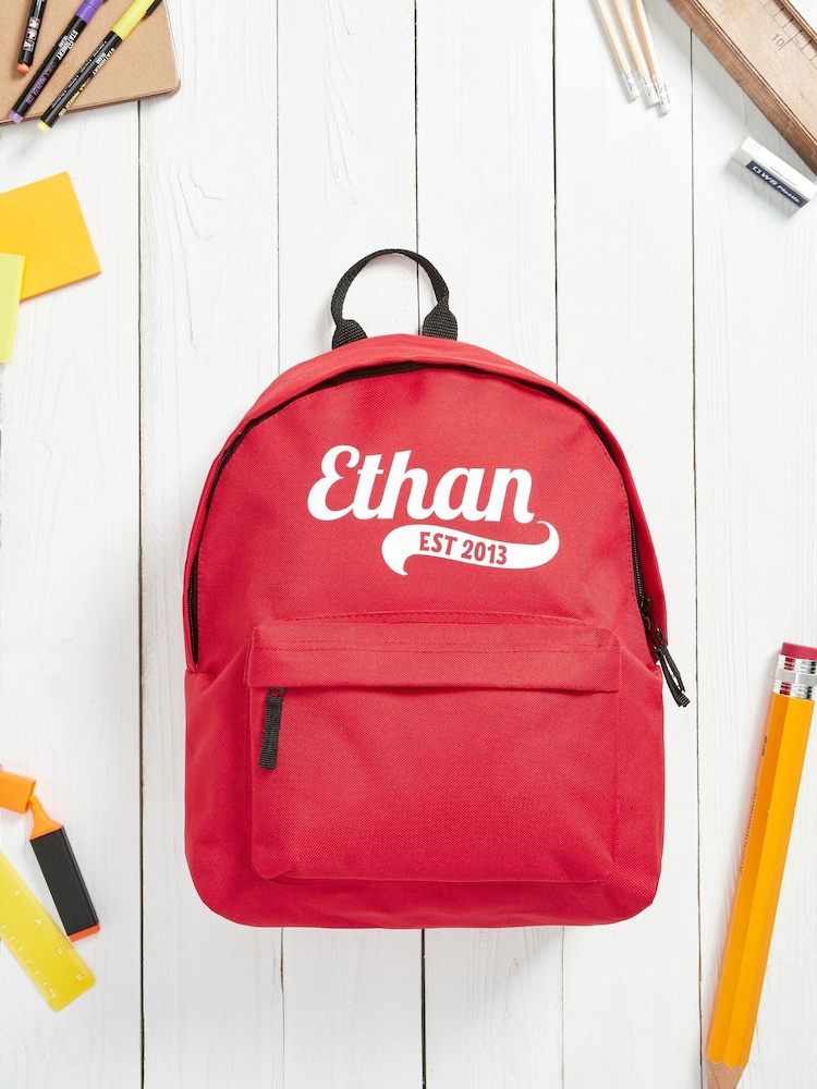 Loveabode Red Personalised Name and Date Rucksack - Image 1 of 4