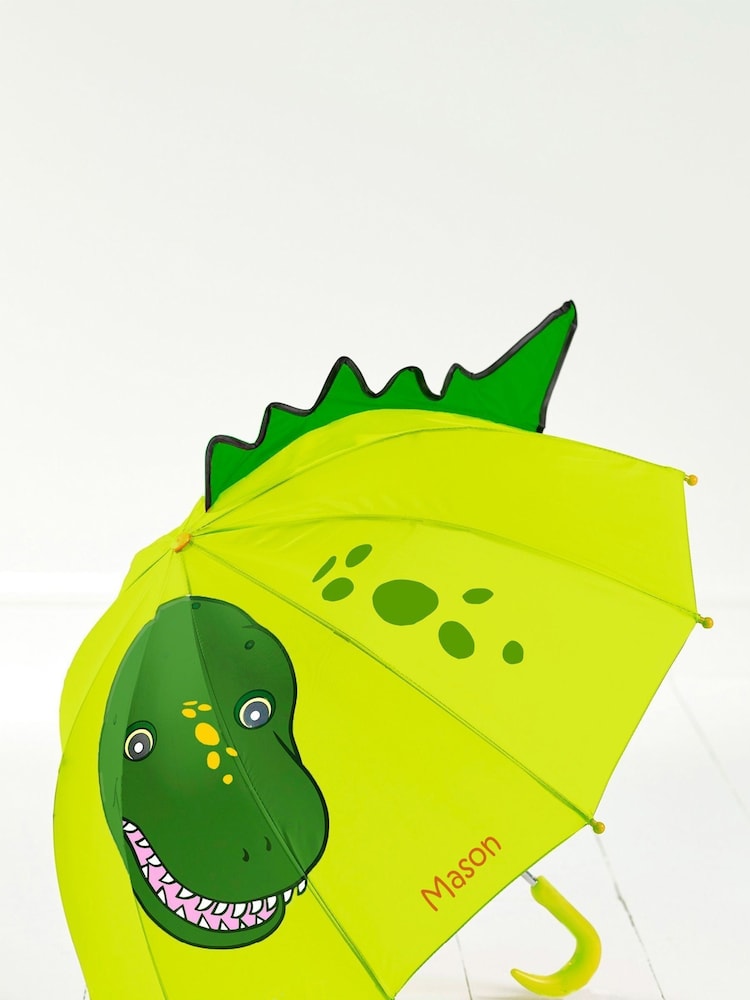 Loveabode Personalised Dinosaur Print Brown Umbrella - Image 2 of 4