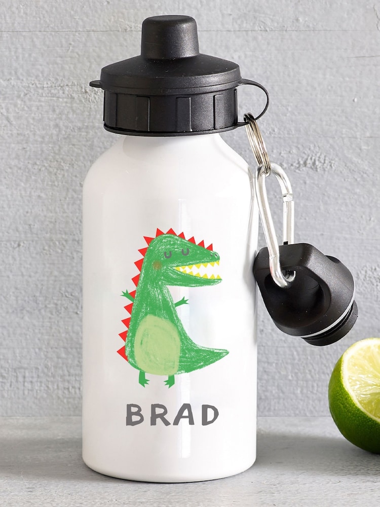 Loveabode Personalised Dinosaur Print White Drinks Bottle - Image 2 of 4